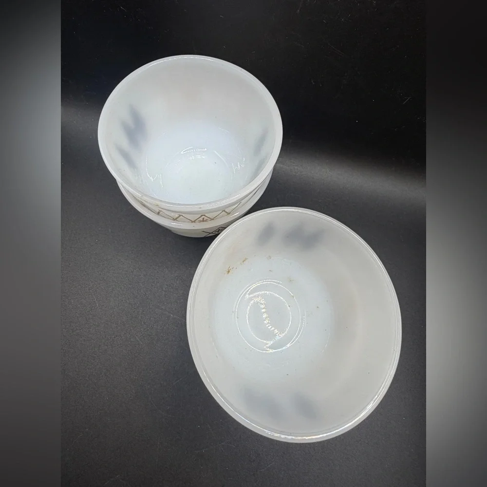 4 Federal Glass Vintage MCM Milk Glass Atomic Harlequin Dessert Custard Cups - Picture 8 of 11